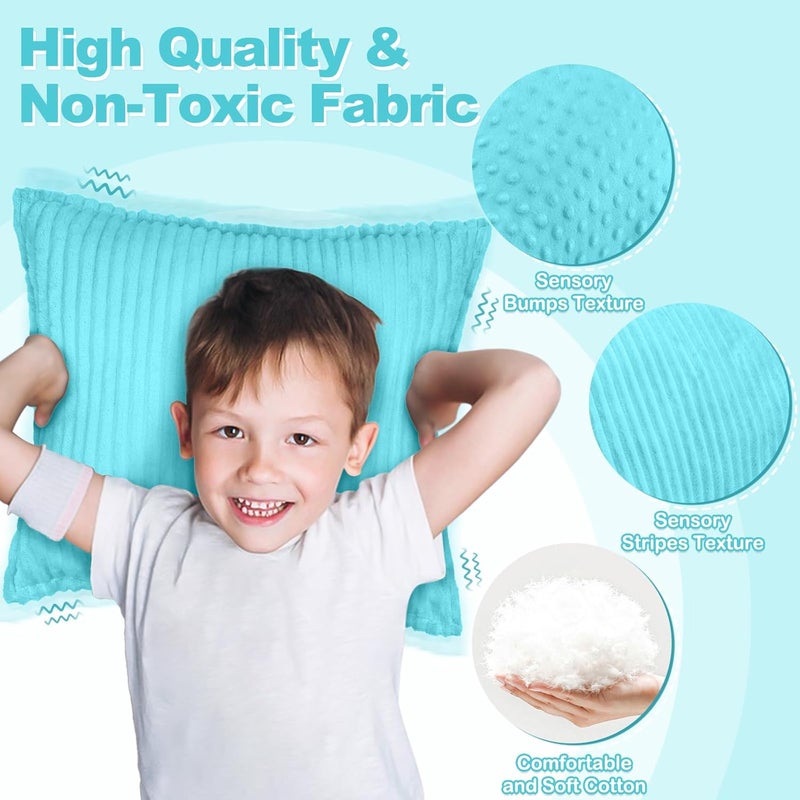 Subao 12" Vibrating Toddler Pillow with Two Textures, Sensory Toys for Kids with Autism, ADHD, Birthday & Xmas Gift for Boys & Girls Aged 4-10, Blue - Image 2